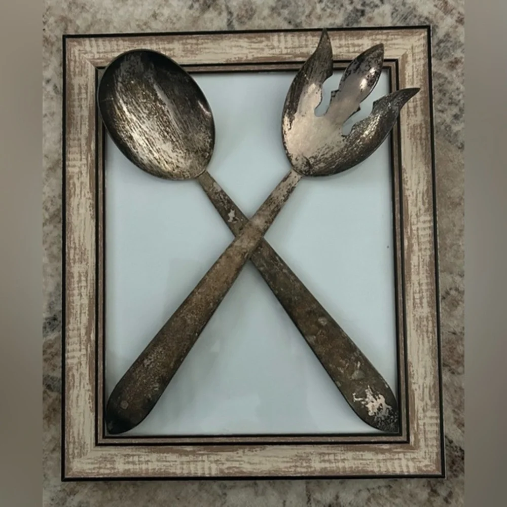 Vintage Silver-Toned Salad Serving Set By Saben